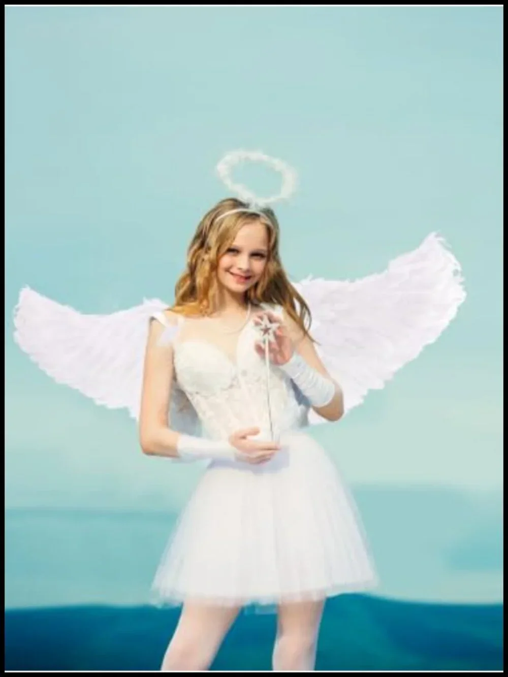 8pcs Angel Costume Set Satin Robe Feather Wings Halo Headband Wand Tutu Skirt
